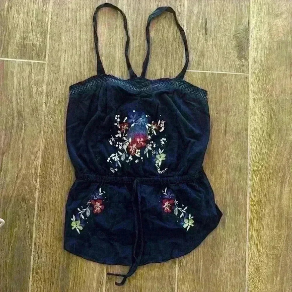 Abercrombie & Fitch Vintage Embroidered Romper Crochet RN75604 AMF 143154 Small - Picture 1 of 9